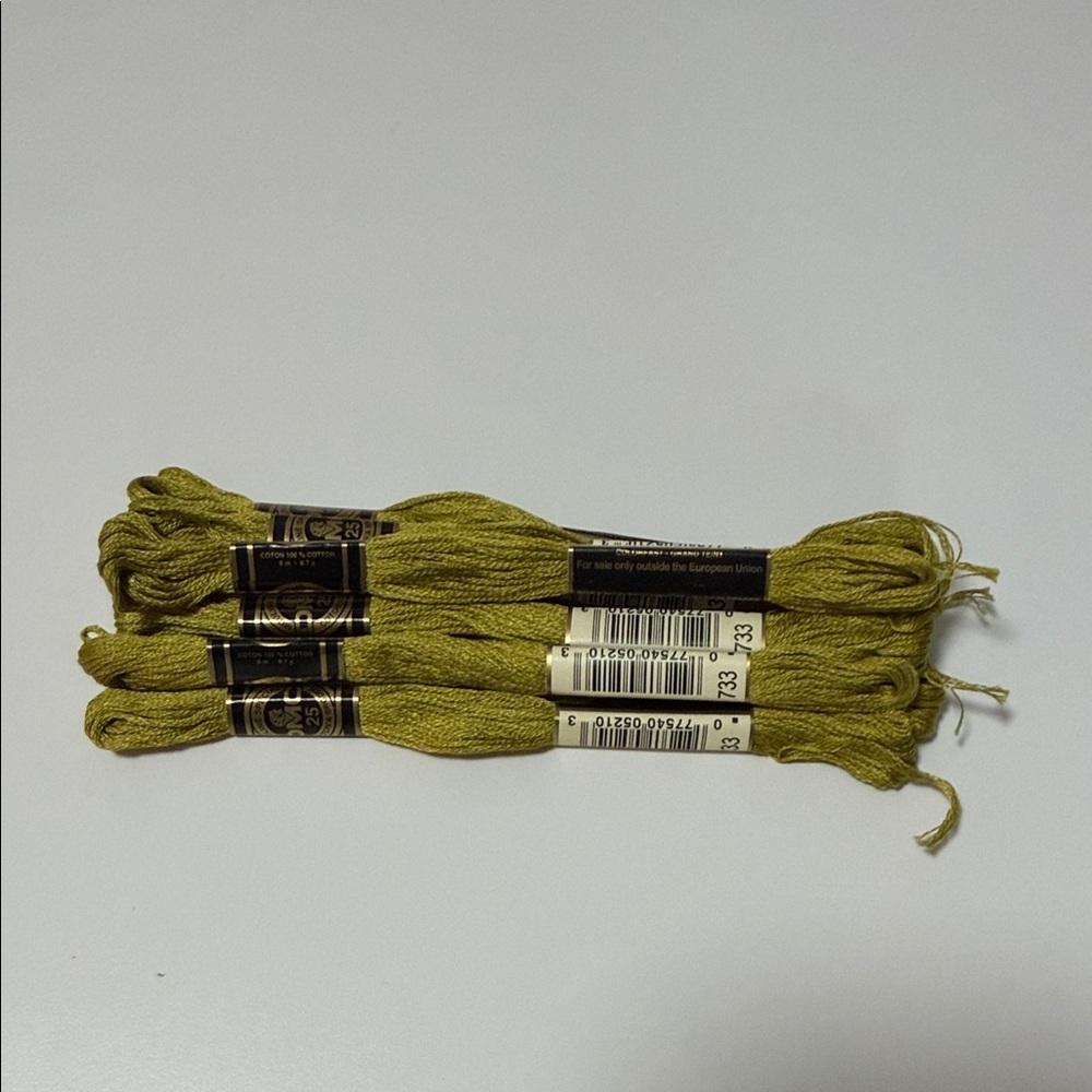 9 DMC (color 733) Green Embroidery Floss Set